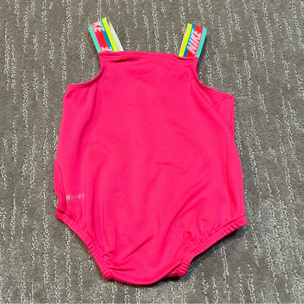 Nike Hot Pink Dri-FIT Baby 3m Swimsuit w Rainbow Straps - Picture 3 of 3